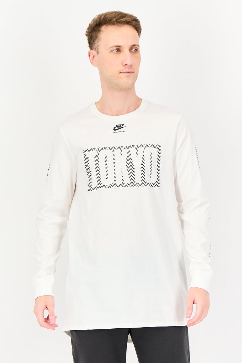 Nike Men Sportswear Fit Long Sleeve Outdoor T-Shirt, White - Image 1