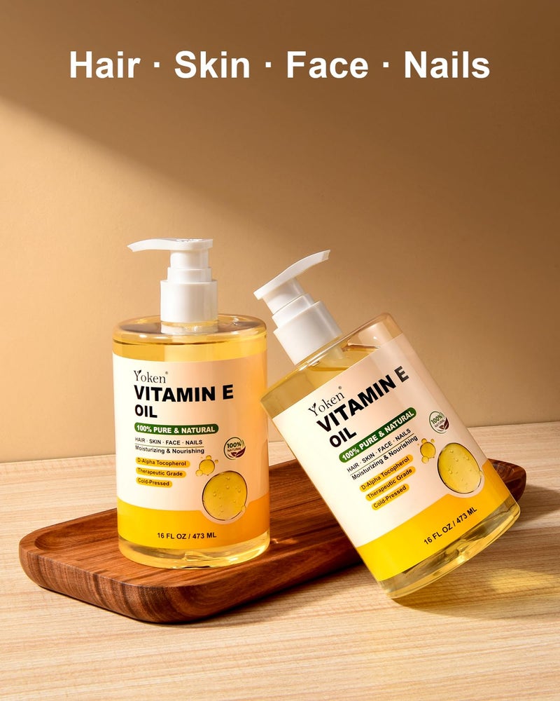 Yoken Vitamin E Oil 16 Fl Oz Vitamina E Oil for Skin Bulk Vitamine oils for Face,Cold Pressed Hexane Free Formula Liquid Perfect Care Bath and Body oils - Image 5