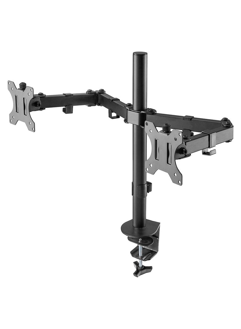 Dual LCD LED Monitor Desk Mount Stand with C-clamp and Bolt-Through Grommet Options | Heavy Duty Fully Adjustable Arms Hold Two (2) Screens up to 27" - Image 4