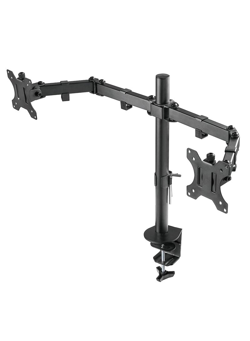 Dual LCD LED Monitor Desk Mount Stand with C-clamp and Bolt-Through Grommet Options | Heavy Duty Fully Adjustable Arms Hold Two (2) Screens up to 27" - Image 3