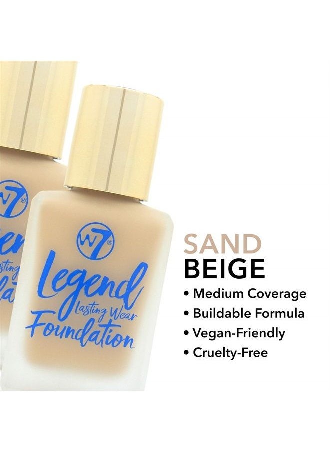 W7 Legend Foundation - Creamy Liquid Foundation for Poreless, Semi-Matte Medium Coverage - 28ml (Sand Beige)  - Image 3