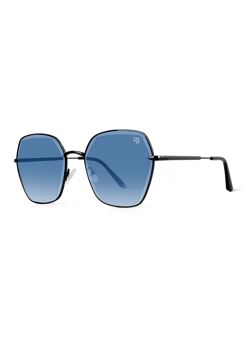 Woggles Latest & Stylish UV Protected BlueX Black Hexagonal Sunglasses for Women