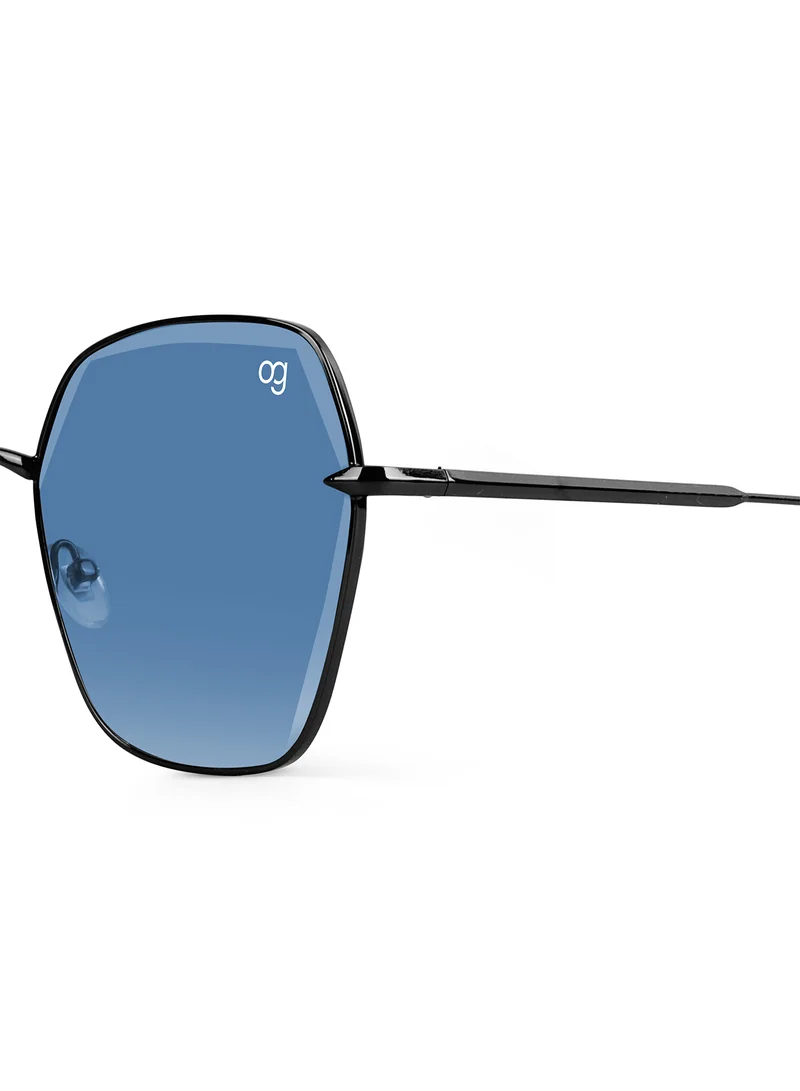 Woggles Latest & Stylish UV Protected BlueX Black Hexagonal Sunglasses for Women