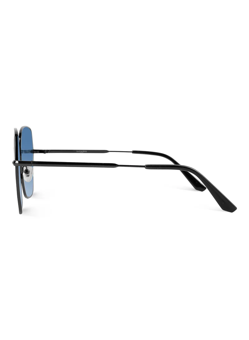 Woggles Latest & Stylish UV Protected BlueX Black Hexagonal Sunglasses for Women