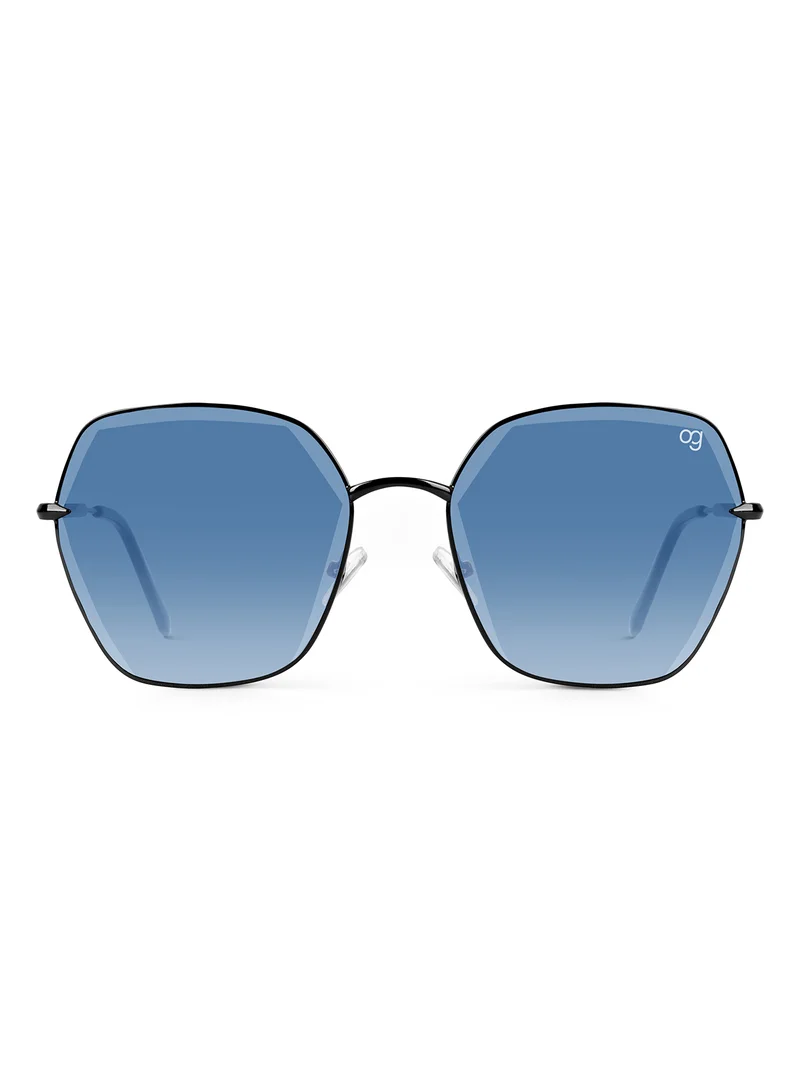 Woggles Latest & Stylish UV Protected BlueX Black Hexagonal Sunglasses for Women