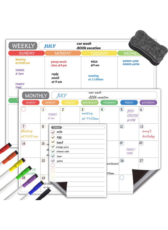 Magnetic Dry Erase Calendar Whiteboard Multicolour - Image 1