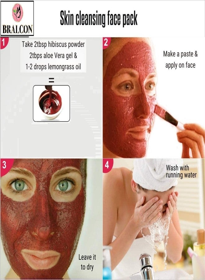 BRALCON Organic Pomegranate Peel Powder, Hibiscus Powder Combo-200g(100g x 2 Pack) |Dry Pomegranate Peel Powder, Hibiscus Flower Powder for Hair Pack & Face Pack| Skin Care & Hair Care Powder - Image 5