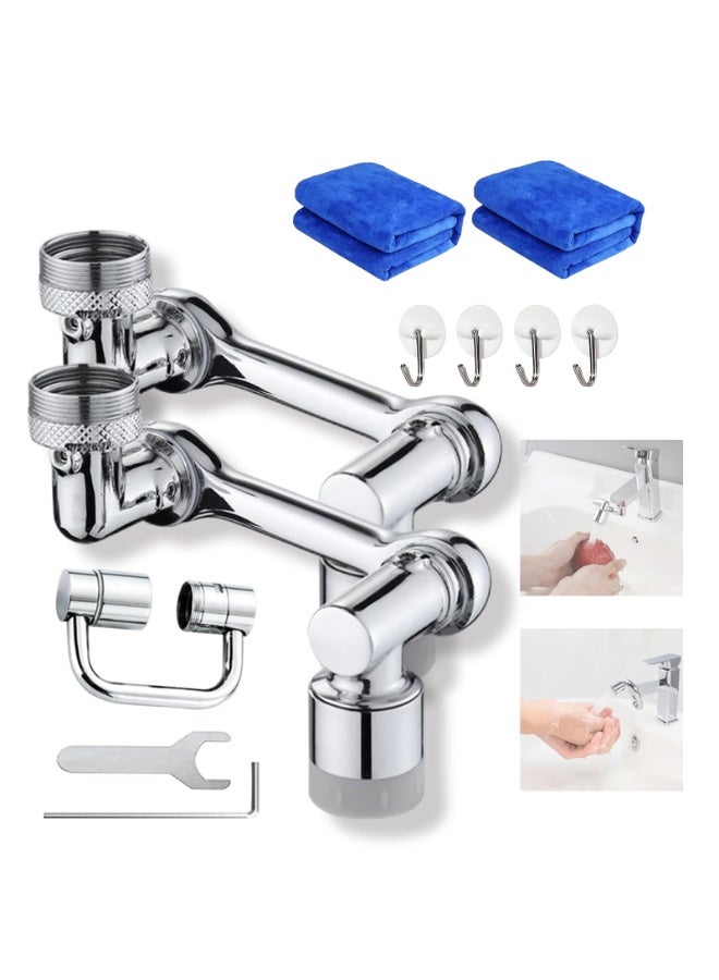Arabest 1080° Rotating Faucet Extender, 1440° Rotatable Faucet Aerator Extension, Rotatable Faucet Aerator for Bathroom Sink, Kitchen Swivel Faucet Extender (Sliver-Plastic Straight arm, 2PCS) - Image 1