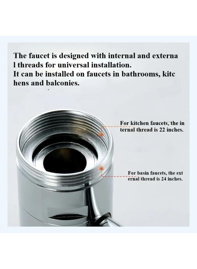 Arabest 1080° Rotating Faucet Extender, 1440° Rotatable Faucet Aerator Extension, Rotatable Faucet Aerator for Bathroom Sink, Kitchen Swivel Faucet Extender (Sliver-Plastic Straight arm, 2PCS) - Image 4