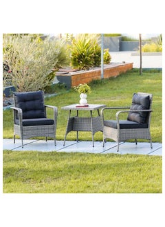 DANUBE HOME Rosa 3-Piece Bistro Set with Coffee Table Modern Garden Design Furniture for Outdoor Bench Seating Terrace Lawn Patio Balcony Grey  - Image 1