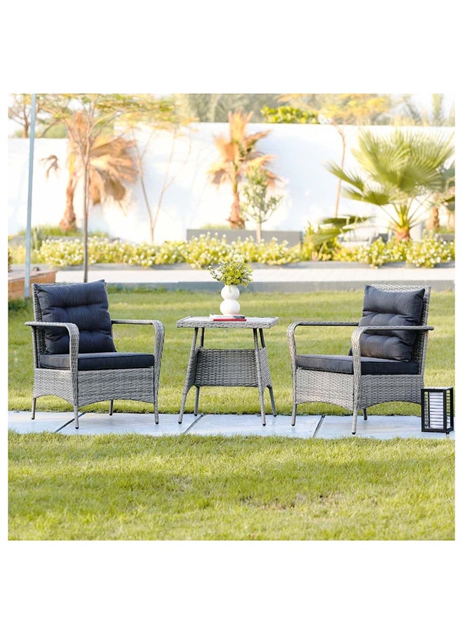 Rosa 3-Piece Bistro Set with Coffee Table Modern Garden Design Furniture for Outdoor Bench Seating Terrace Lawn Patio Balcony Grey - pzsku/Z60F67364BB1A85F8C594Z/45/_/1698399090/7e6b6cc1-dadf-4003-bec5-92374396f54a