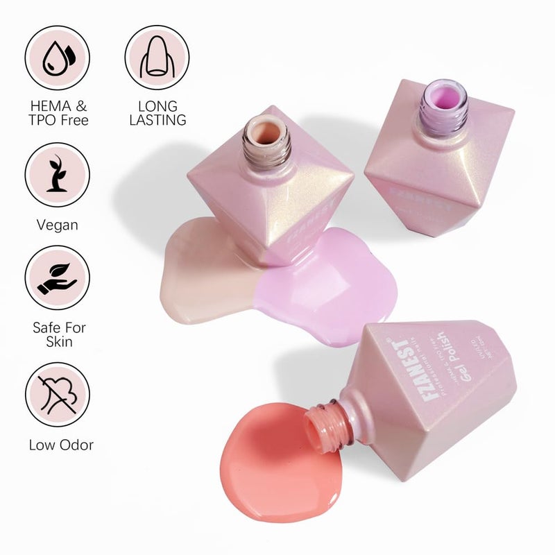 FZANEST HEMA-Free Gel Nail Polish Set, Tpo-free 72pcs 12ML High Shine Top Coat Base Builder Gel With 68 Bright Colors Nude Pink Red White Black All Seasons Gel Polish Kit For Home DIY Nail Salon Use - Image 5