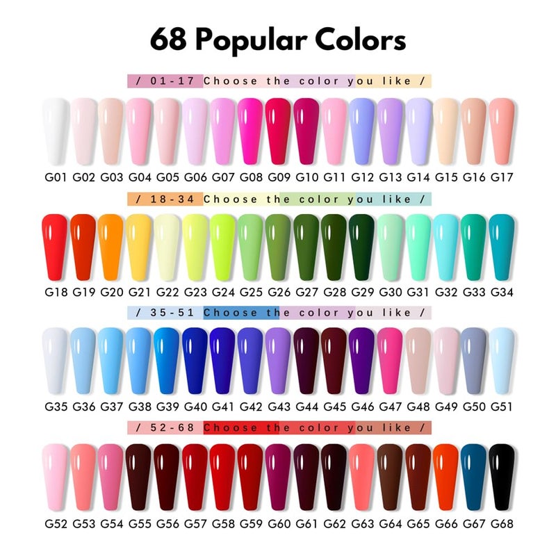 FZANEST HEMA-Free Gel Nail Polish Set, Tpo-free 72pcs 12ML High Shine Top Coat Base Builder Gel With 68 Bright Colors Nude Pink Red White Black All Seasons Gel Polish Kit For Home DIY Nail Salon Use - Image 3