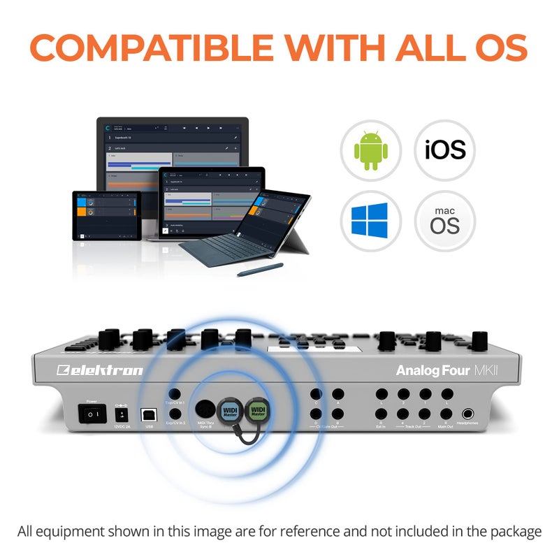 CME WIDI ماستر - محول MIDI بلوتوث 5 MIDI DIN 5 - زمن استجابة منخفض للغاية - تقسيم/دمج MIDI - سينثسايزر EWI كيتار لوحة الدواسات بيانو رقمي لوحة مفاتيح إلى MIDI، macOS، iOS، أندرويد، ويندوز - Image 3