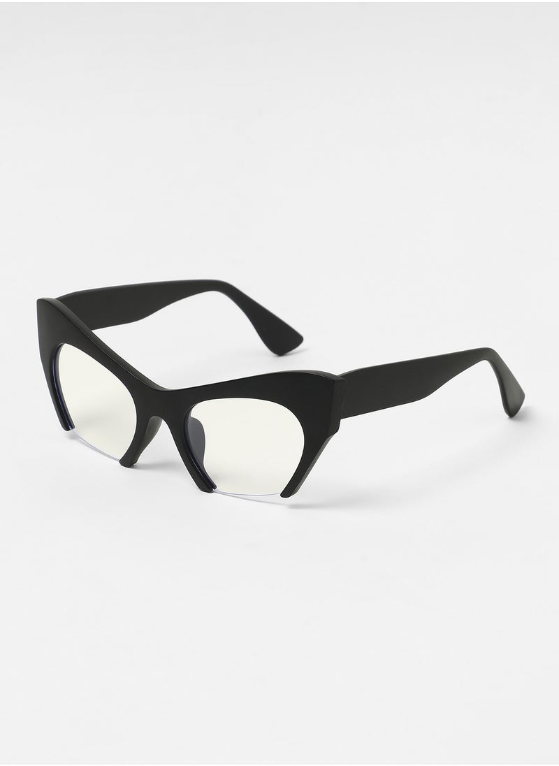 Haute Sauce Haute Sauce Women's The Abstract Half-Rim Cateye Sunglasses For Casual Wear | One-Size | Onyx Black Polycarbonate Frame | Transparent Polarized Lens | Half-Rim | Eyewear For Woman & Girls  - Image 5