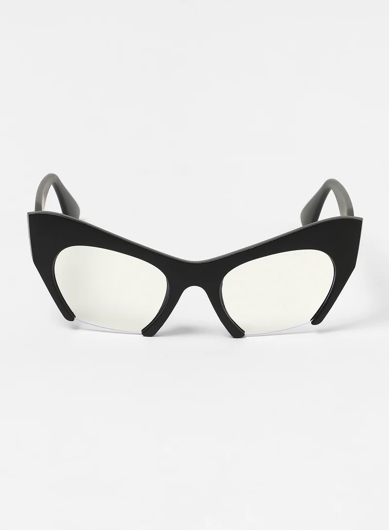 صوص هاوت Haute Sauce Women's The Abstract Half-Rim Cateye Sunglasses For Casual Wear | One-Size | Onyx Black Polycarbonate Frame | Transparent Polarized Lens | Half-Rim | Eyewear For Woman & Girls