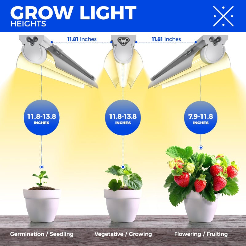 Barrina Full Spectrum LED Grow Light, 168W(4 x 42W), Grow Light Strips for Indoor Plant, 4FT Plant Grow Light, T8 Growing Lamp Fixture, Yellow, 4-Pack - Image 5