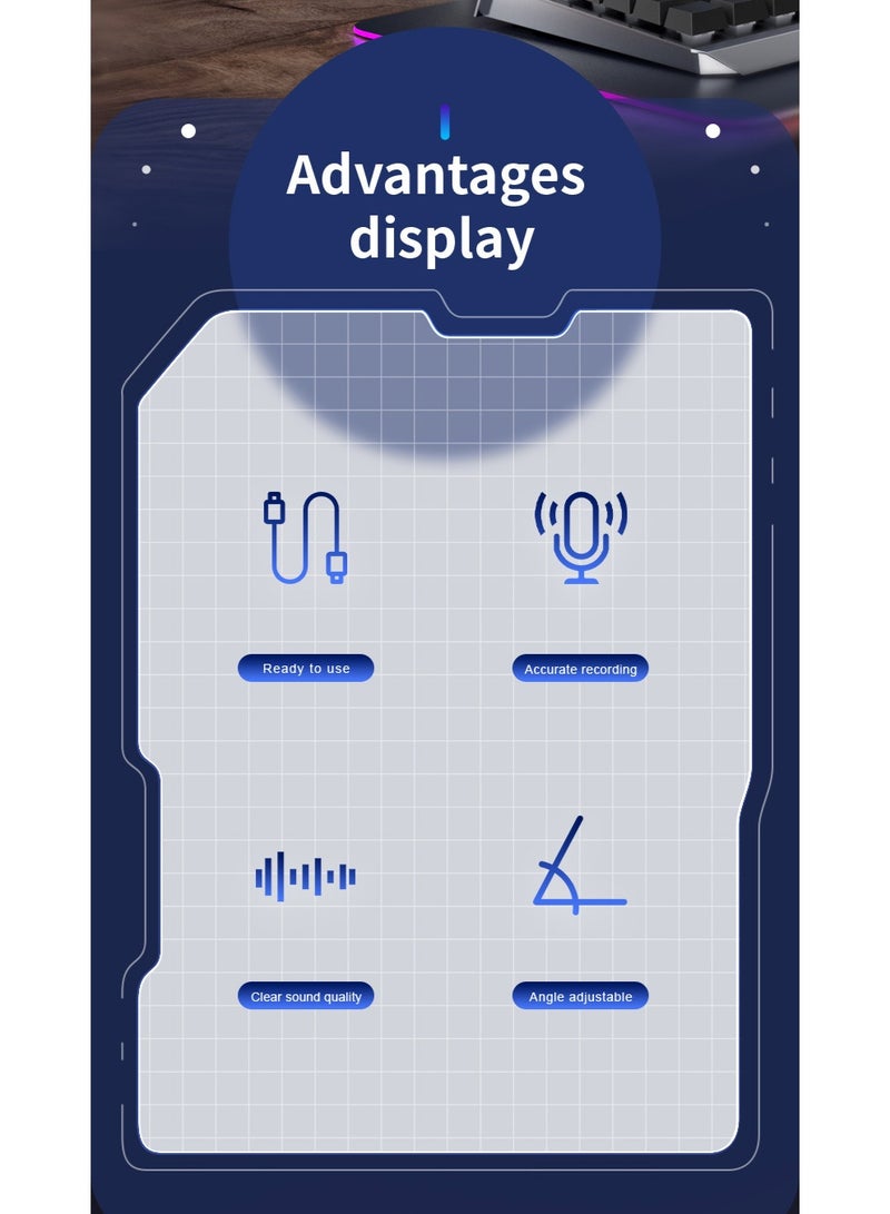 XVersion RGB Streaming Microphone with Adjustable Boom Arm Stand and Shock Mount | USB Plug & Play Condenser Mic for PC, Laptop, Gaming, Podcast, Live Streaming & Recording | Touch Mute Button, Volume Gain Control, Real-Time Studio Sound Quality | Includes Tripod & Cable - Image 3