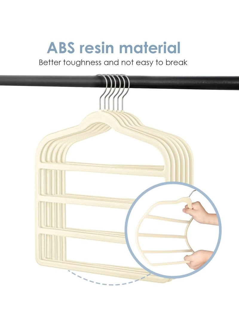 TYCOM Non Slip Velvet Pants Hangers 4 Pack Ultra Thin Space Saving 360 Degree Swivel Hook Pants Hangers Hold Up to 10 Lbs 4pcs Beige. - Image 3