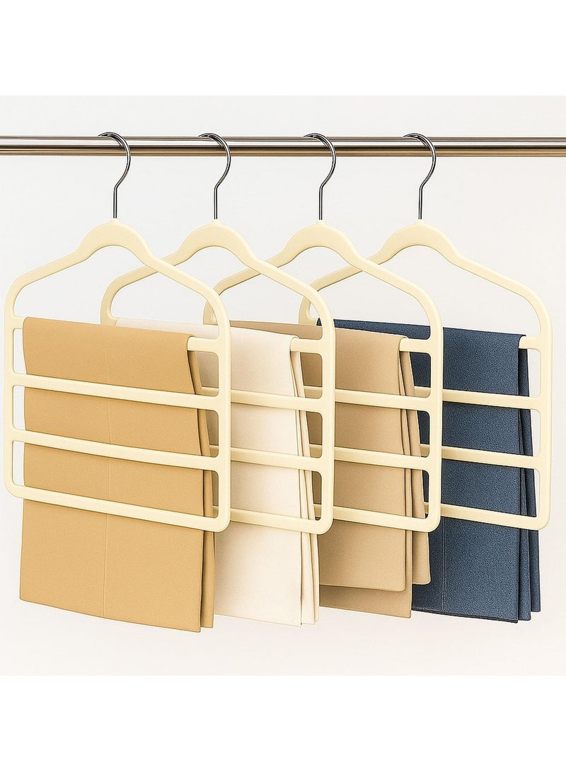 TYCOM Non Slip Velvet Pants Hangers 4 Pack Ultra Thin Space Saving 360 Degree Swivel Hook Pants Hangers Hold Up to 10 Lbs 4pcs Beige. - Image 1
