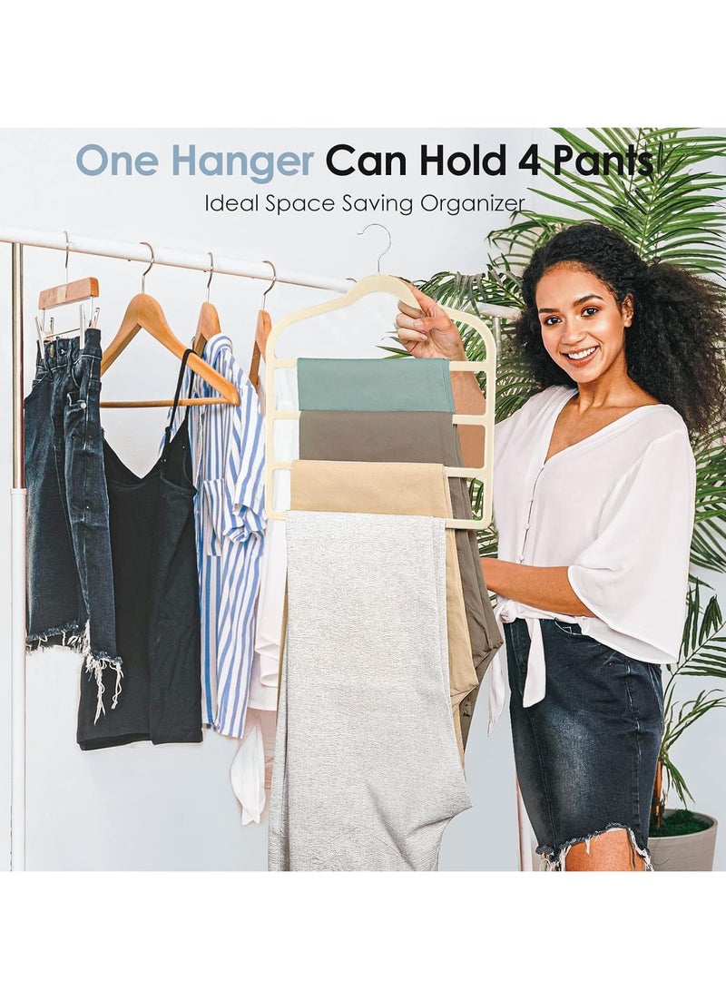 TYCOM Non Slip Velvet Pants Hangers 4 Pack Ultra Thin Space Saving 360 Degree Swivel Hook Pants Hangers Hold Up to 10 Lbs 4pcs Beige. - Image 5