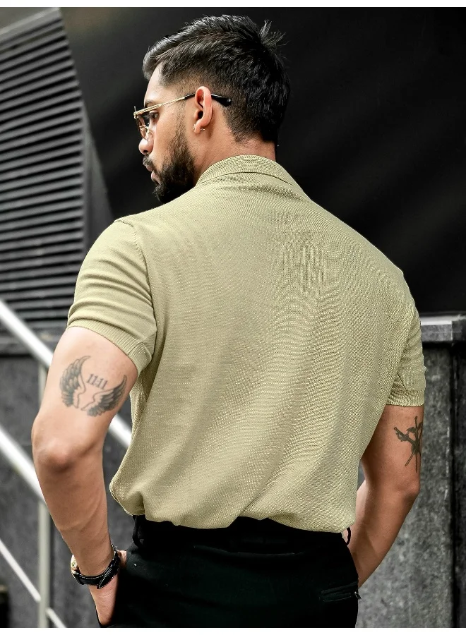 Maniac Maniac Mens Printed Raglan Polo Neck Half Sleeve White and Black Cotton Oversized T-Shirt