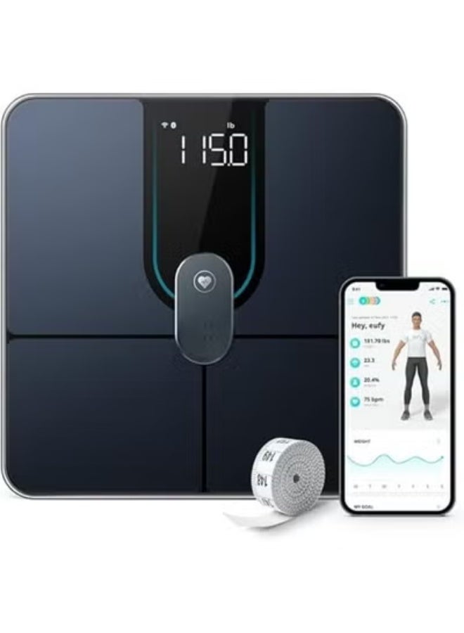Smart Scale P2 Pro – Digital Bathroom Scale with Wi-Fi & Bluetooth – 16 Body Measurements Including Weight, Heart Rate, Body Fat, BMI & More – 3D Virtual Body Mode – Black - Image 1