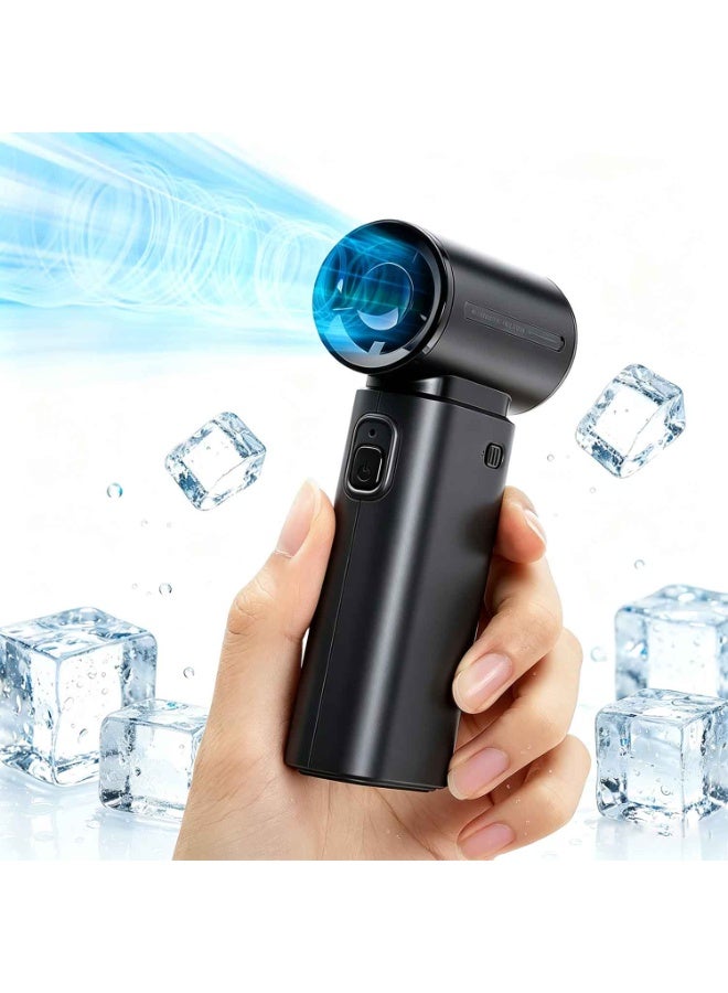 مروحة يدوية محمولة، مروحة تبريد محمولة، تقنية "توربو" لتدفق هواء عالي السرعة [مدة تبريد تصل إلى 18 ساعة]، 5 مستويات للسرعة، بطارية قابلة لإعادة الشحن بسعة 5000 مللي أمبير في الساعة، تصميم صغير بحجم الجيب، مروحة شخصية مناسبة للسفر والحفلات الموسيقية والتخييم ووضع المكياج، اللون: أسود. - Image 1