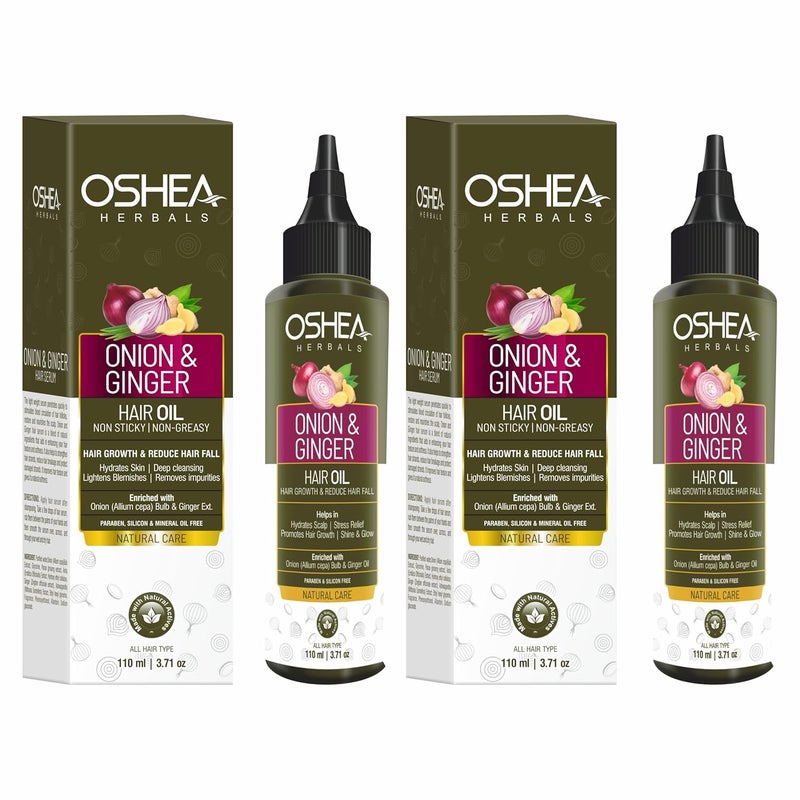 Oshea Herbals Natural Hair Growth Oil Strengthens Hair Prevent Hair Fall Promotes Hair Growth with Healthy Scalp Enriched with Onion Bulb Ginger Extract 110ml Pack of 2 - Image 1