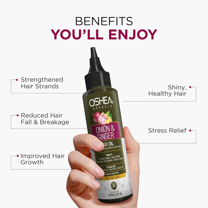 Oshea Herbals Natural Hair Growth Oil Strengthens Hair Prevent Hair Fall Promotes Hair Growth with Healthy Scalp Enriched with Onion Bulb Ginger Extract 110ml Pack of 2 - Image 5