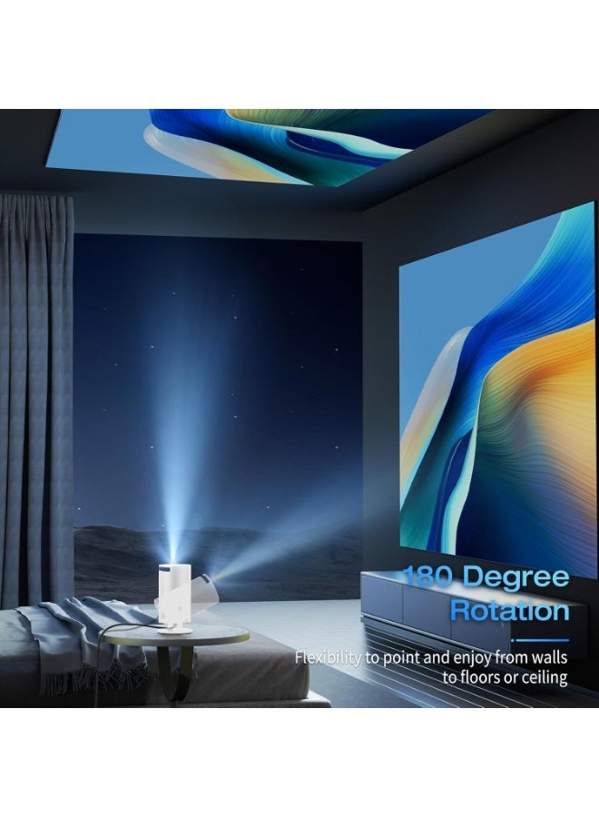 UV Enterprises Mini Portable Projector WiFi Bluetooth, 1080P HD Movie Projector, 10000 Lux LED Projector with Auto Keystone & 180° Rotation, Compatible with HDMI, USB, TV Stick, iPhone, Android & Laptop Smart Portable Projector - Image 3