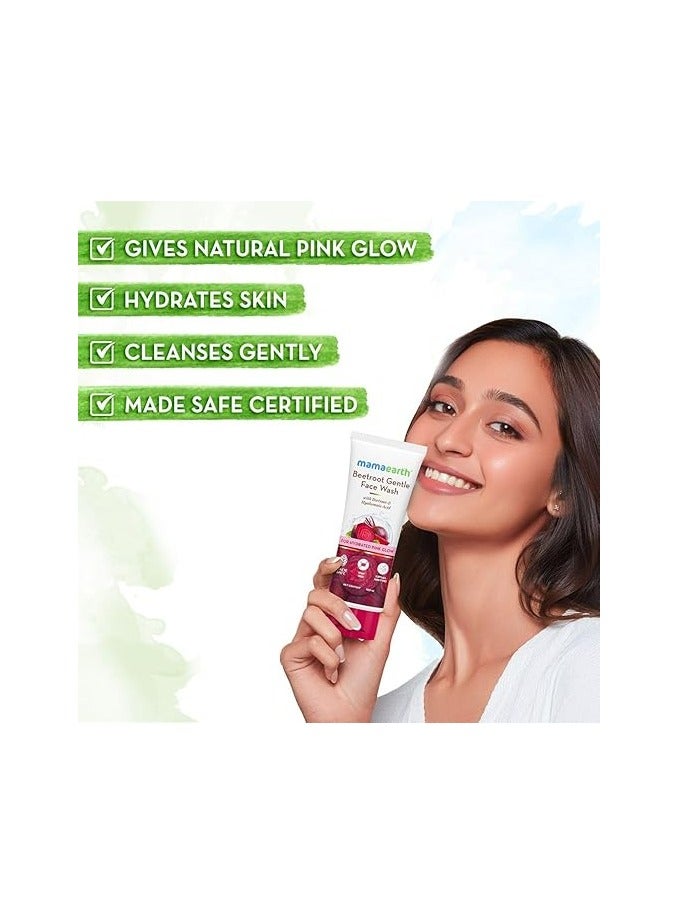 Mamaearth Beetroot Natural Pink Glow Combo | Beetroot Gentle Face Wash (100ml) & Beetroot Hydraful Moisturizer (50ml) | Gives Natural Pink Glow | Cleanses, Hydrates and Moisturizes | Combo Pack - Image 3