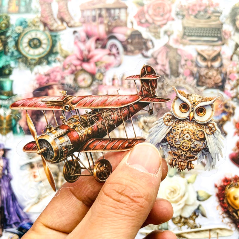 Yoksas Vintage Victorian Steampunk Stickers - 120Pcs Clear Waterproof Antique Machinery Punk Stickers for Scrapbooking, Junk Journals - Image 2