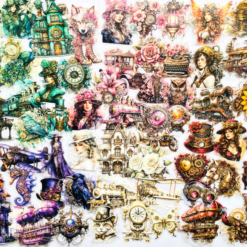 Yoksas Vintage Victorian Steampunk Stickers - 120Pcs Clear Waterproof Antique Machinery Punk Stickers for Scrapbooking, Junk Journals - Image 3