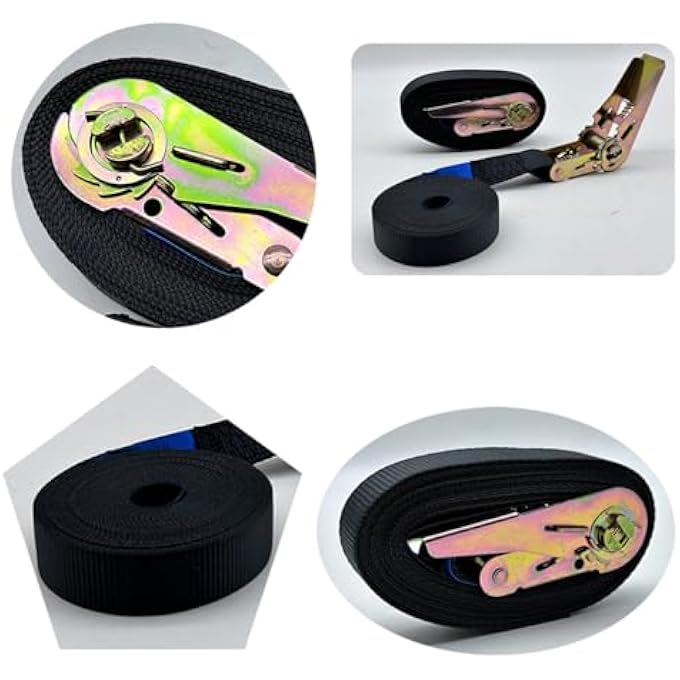 BINDING STRAP, TRUCK FASTENING TIGHTENER, 6-METER LONG, SPRING METAL BUCKLE WITH PLASTIC HANDLE, BLACK (4, 6M) - Image 2