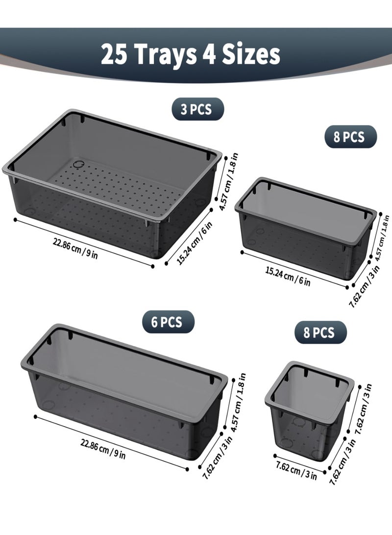 NayZaan 25 PCS Plastic Drawer Organizer Set, Desk Drawer Divider Organizers and Storage Bins for Makeup, Jewelry, Gadgets for Kitchen, Bedroom, Bathroom, Office, Black - Image 4