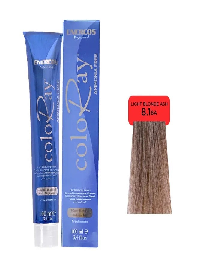 Enercos Professional Coloray Professional Hair Color, Long Lasting Tones, & Extra Shine, Ammonia Free, #8.1, Light Blonde Ash, 100 ml - Image 1