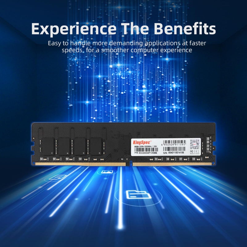 KingSpec ذاكرة الوصول العشوائي DDR4 بسعة 16 جيجابايت (2x8 جيجابايت) من كينغ سبيك بتردد 3200 ميجاهرتز لأجهزة الكمبيوتر المكتبية - توصيل وتشغيل، للاستخدام المنزلي والمكتبي، النسخة القياسية، DIMM 288 دبوس CL18 1.35 فولت متوافقة مع معظم أجهزة الكمبيوتر من إنتل/AMD - Image 4