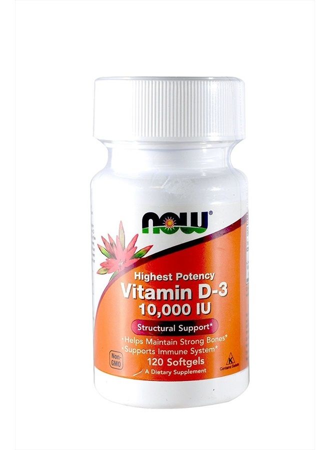 now Vitamin D-3 - 10,000 IU - 120 Softgels - Image 1