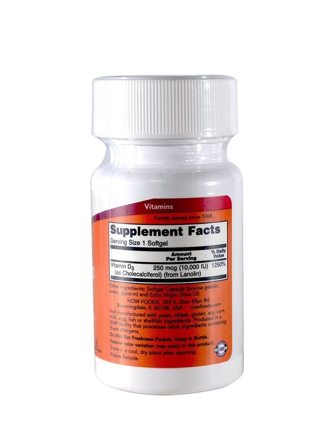 now Vitamin D-3 - 10,000 IU - 120 Softgels - Image 2