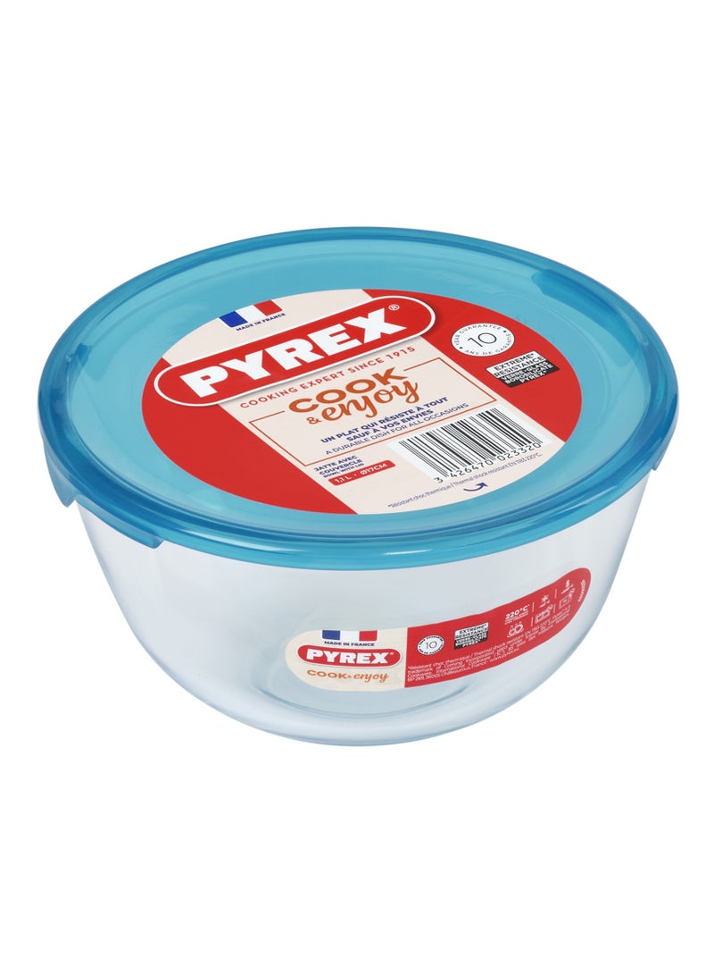 Pyrex  1L Mixing Bowl with Lid – Ideal for Meal Prep and Food Storage Clear 1Liters - Image 1