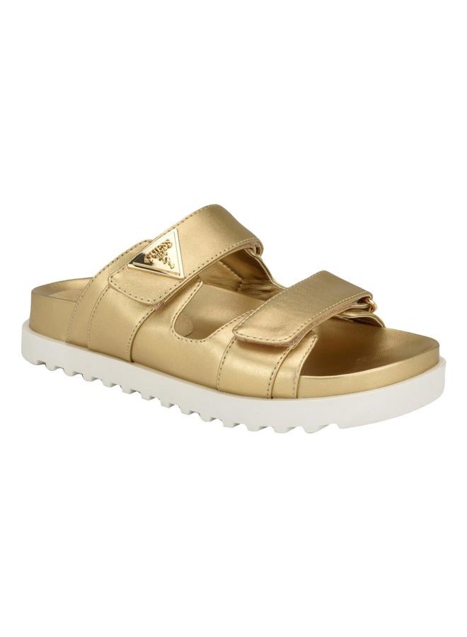 GUESS Women's GWFabula Flat Sandal Gold 7, 37.5 EU - Image 1