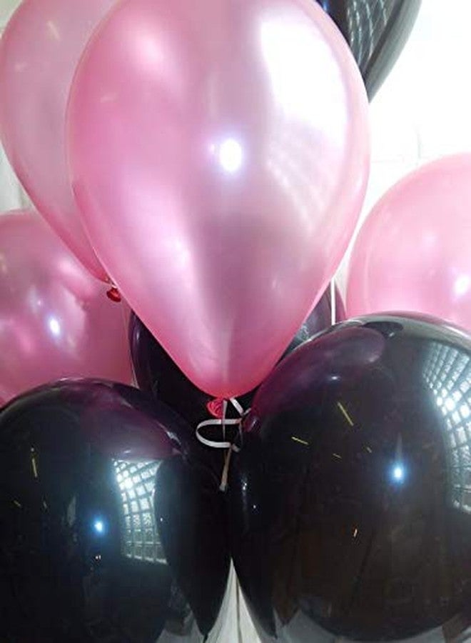 تريشرا بالونات TRISHRA Party Products ذات اللمسة المعدنية عالية الوضوح لتزيين حفلات أعياد الميلاد/الذكرى السنوية، عبوة من 50 بالونًا باللونين الوردي والأسود - Image 2
