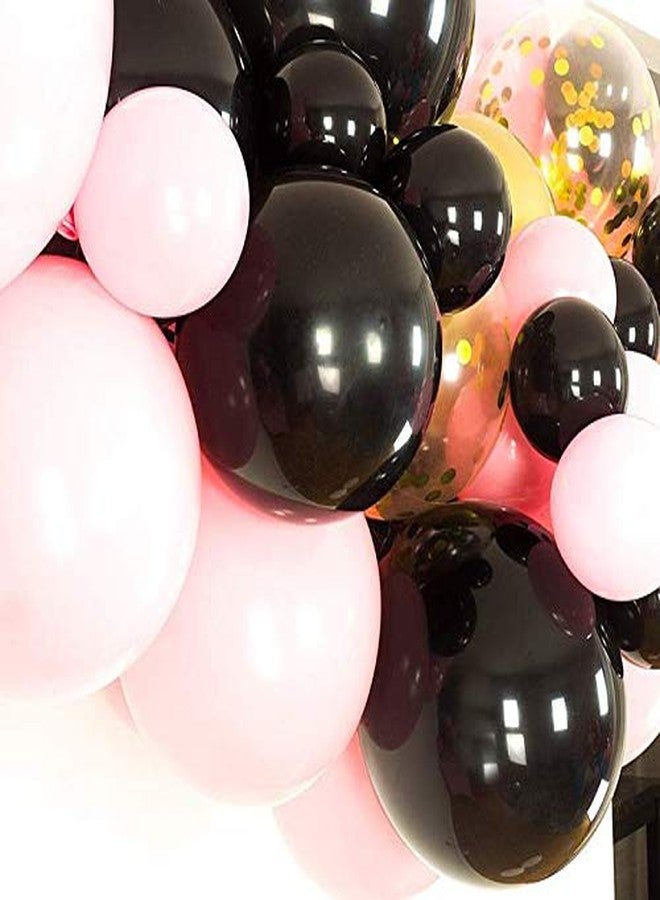 تريشرا بالونات TRISHRA Party Products ذات اللمسة المعدنية عالية الوضوح لتزيين حفلات أعياد الميلاد/الذكرى السنوية، عبوة من 50 بالونًا باللونين الوردي والأسود - Image 5