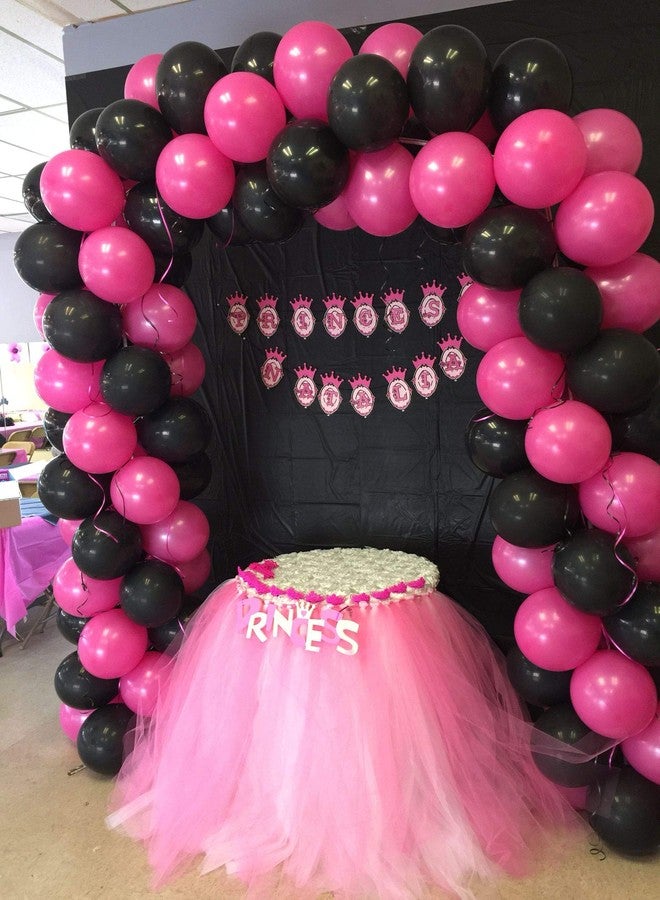 تريشرا بالونات TRISHRA Party Products ذات اللمسة المعدنية عالية الوضوح لتزيين حفلات أعياد الميلاد/الذكرى السنوية، عبوة من 50 بالونًا باللونين الوردي والأسود - Image 1