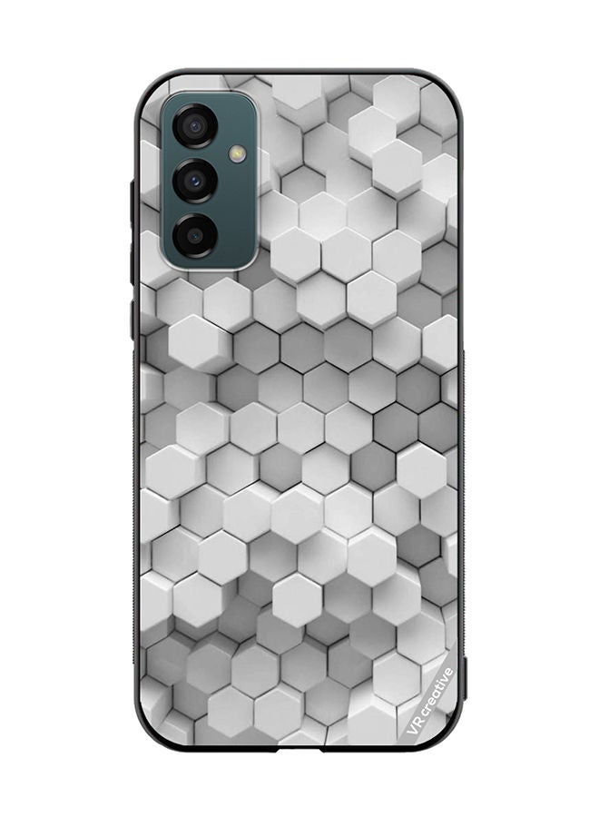 VR CREATIVE Protective Case Cover For Samsung Galaxy F23 3D Gray White Honeycombs Brick Wall Stairway Decoration Design Multicolour - Image 1