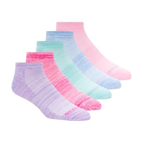 Skechers womens 5 Pack Low Cut Socks, Pink/Aqua Sky, 9 11 US - Image 2