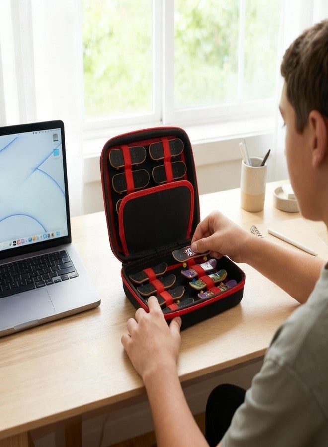 SCLWSS Carrying Case Compatible with Teck Deck Ultra DLX Finger Skateboards, Portable Storage Case for Up to 16 Fingerboards, Carrying Organizer for Teck Deck Finger Skateboards（red/black） - Image 4