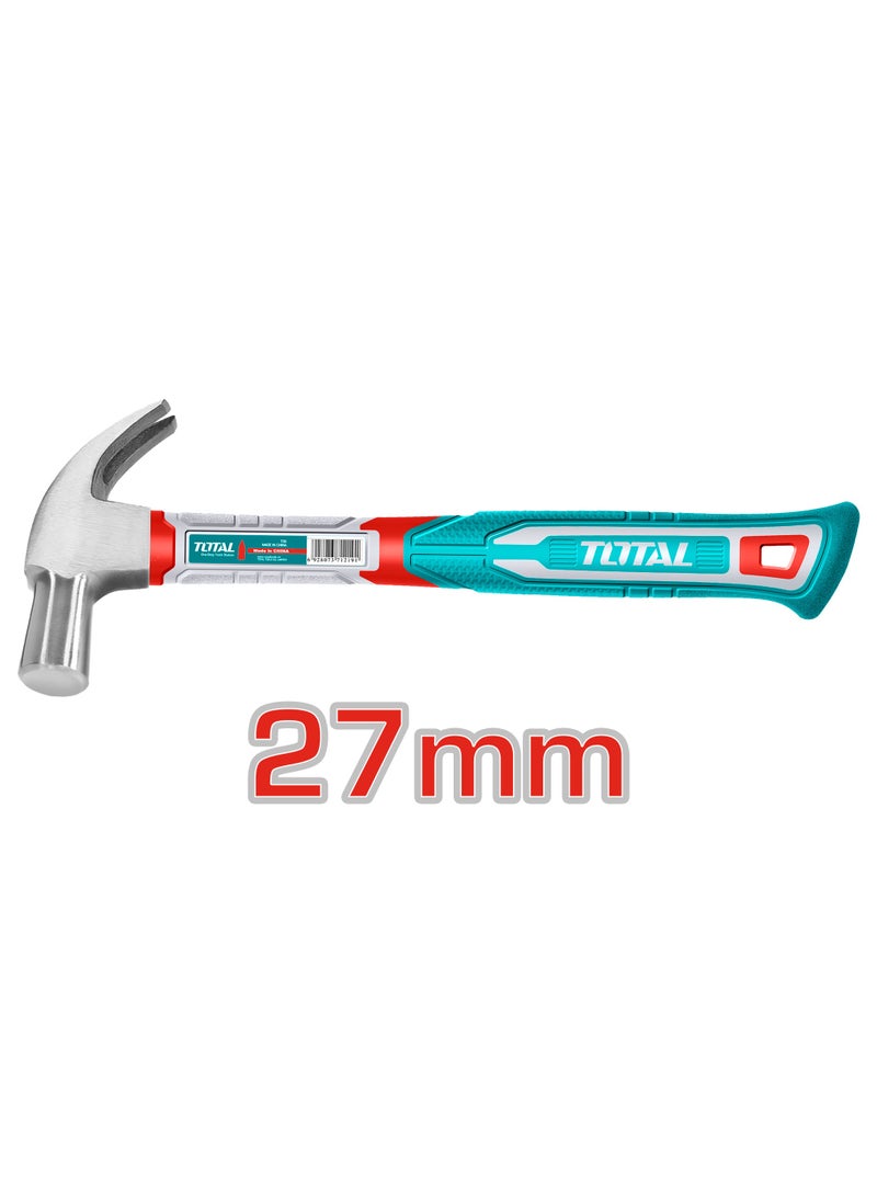 TOTAL Professional Claw Hammer, 27mm Drop Forged Heat Treated Carbon Steel Head, Three-Color Fiberglass Handle, Model THCH61027 - Image 2