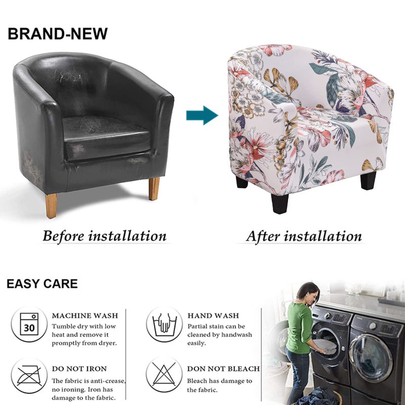 NILUOH Club Chair Slipcover Jacquard Tub Chair Cover Stretch Armchair Covers Sofa Cover Furniture Protector for Living Room (A52) - Image 5
